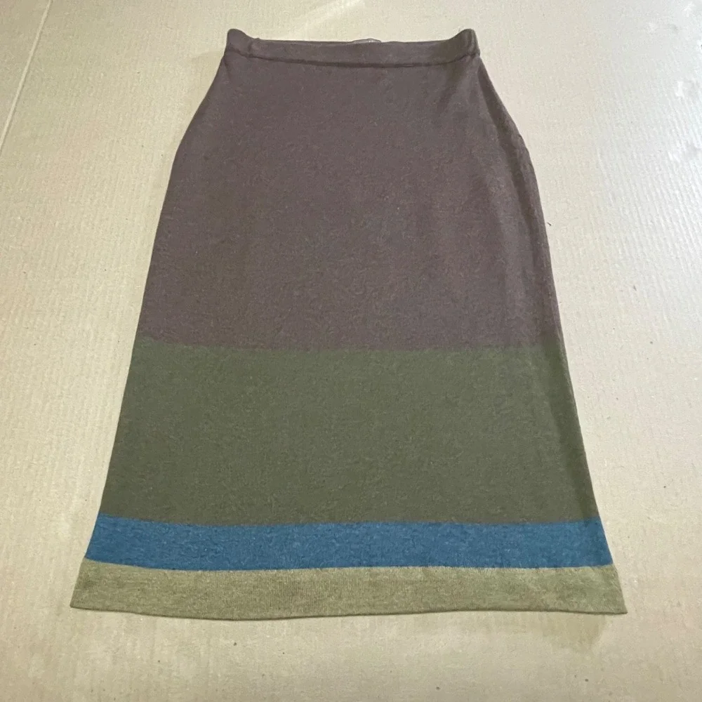 Peruvian Connection Women S 100% Pima Cotton Striped Colorblock Knit Midi Skirt